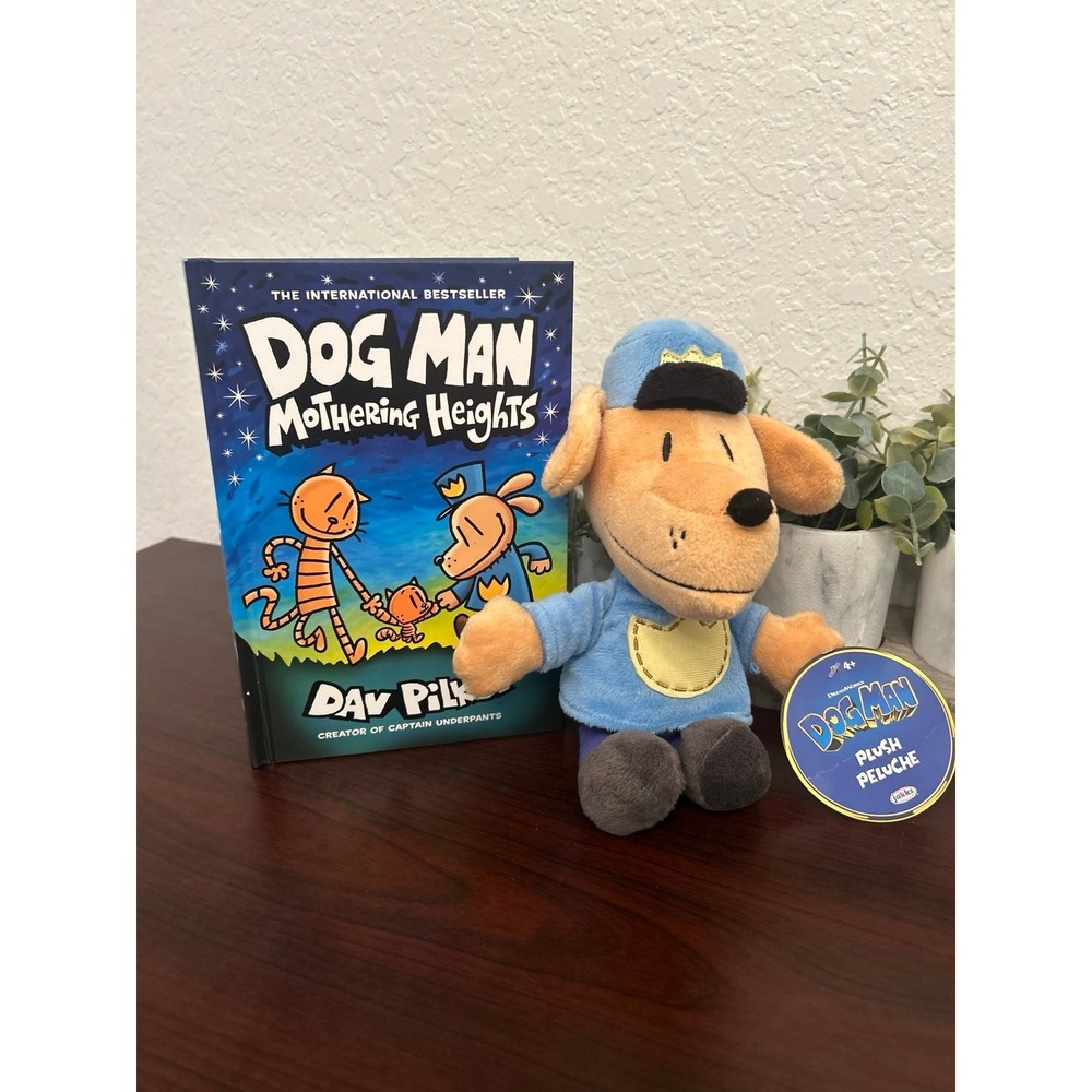 Dog Man graphic novel series by Dav Pilkey "Mothering Heights with Dog Man Plush
